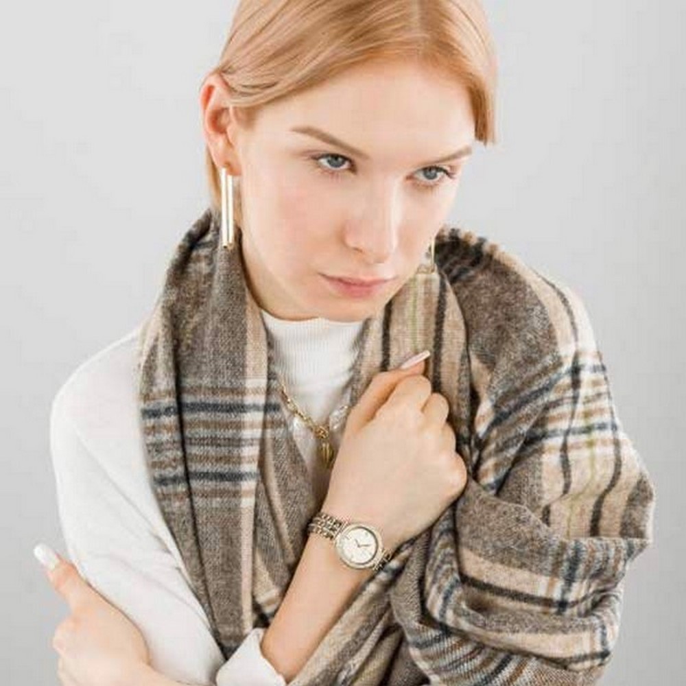 Đồng hồ Nữ Anne Klein 3408CHGB Yellow Gold-tone 30mm