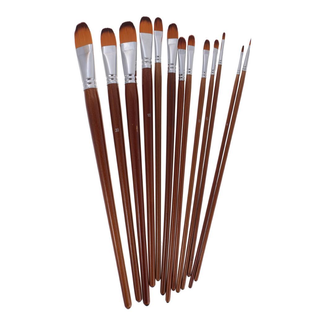 26 Sizes Professional Angular Paint Brush Nylon Hair Angled Paint Brushes Set Art Paintbrush for Artist Watercolor, Acrylic, Gouache, Oil Painting