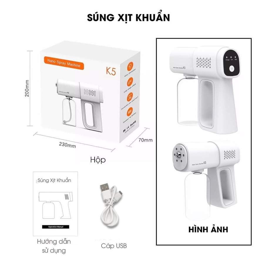 Máy phun xịt khuẩn cầm tay công nghệ Nano có 6 led uv công nghệ mới