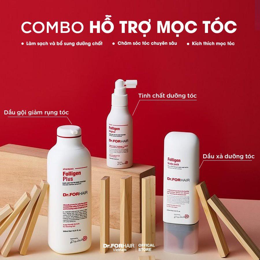 Bộ gội xả dưỡng hỗ trợ mọc tóc nuôi dưỡng da đầu khỏe mạnh Dr.FORHAIR Folligen Plus x Scalp Pack x Tonic