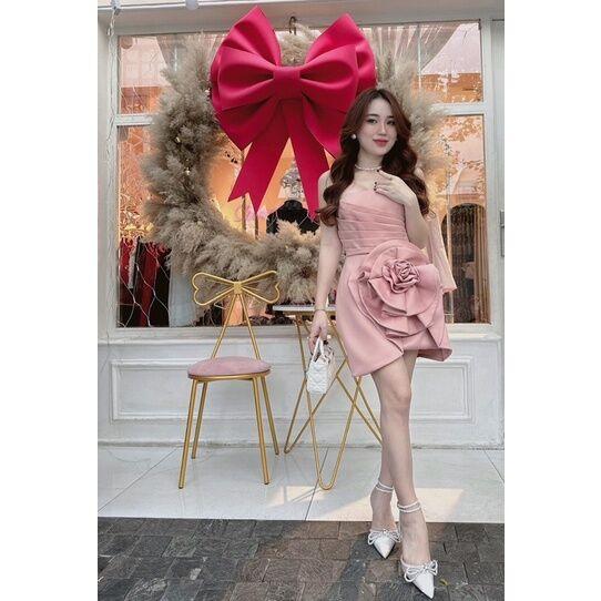 ĐẦM CÚP NGỰC ÔM BODY NHÚN HOA HỒNG