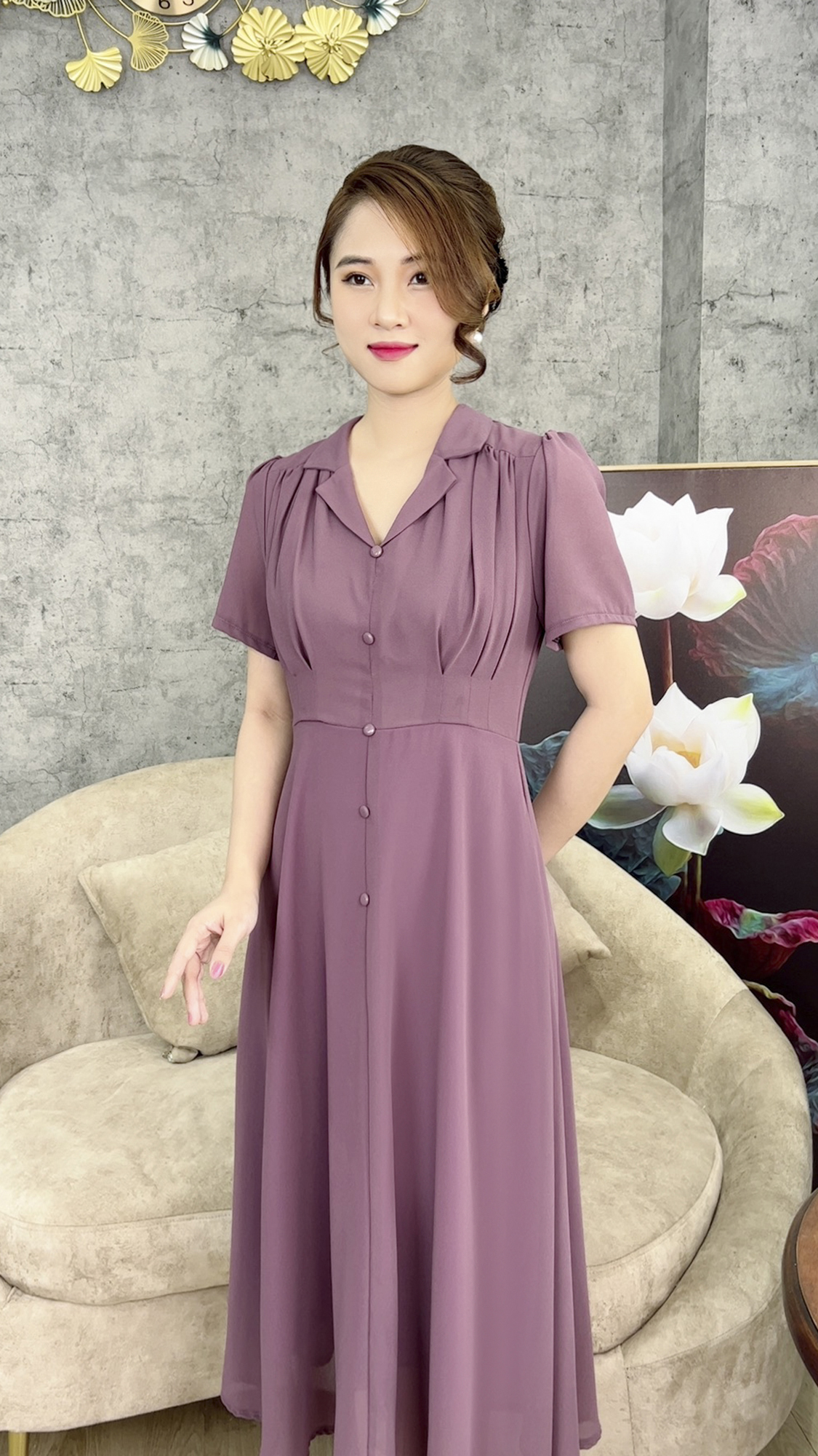Đầm Quý Bà [ Linh Trà ] (TM 425) Sang Chảnh Siêu Xinh Trang Nhã Thanh Lịch Đi Làm Đi Tiệc Đi Chơi