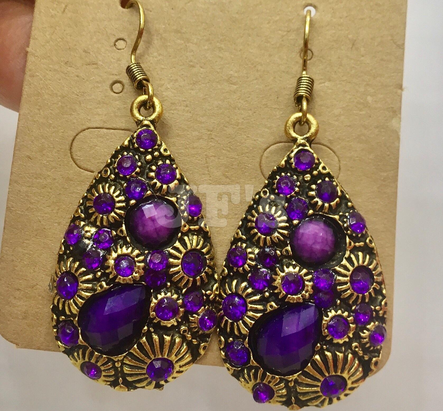 Hoa tai thả hình giọt nước chạm khắc hoạ tiết hoa hướng dương, bông tai nữ bohemian
