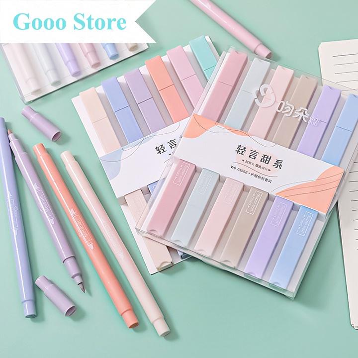Bộ 6 bút đánh dấu Highlight Pastel vuông 1 đầu trang trí sổ siêu xinh