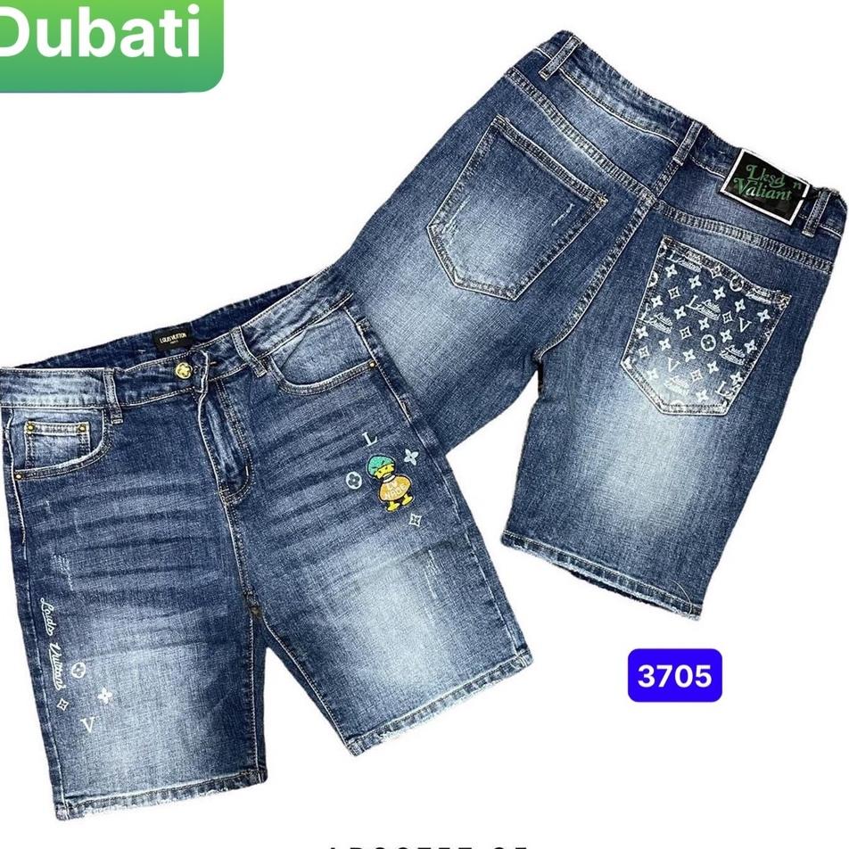 QUẦN SỌT SHORT LỬNG JEAN NAM CHẤT BÒ XANH THÊU L.V. NHẬT BẢN HOT TREND MỚI 2022 DB-3705 DUBATI FASHION