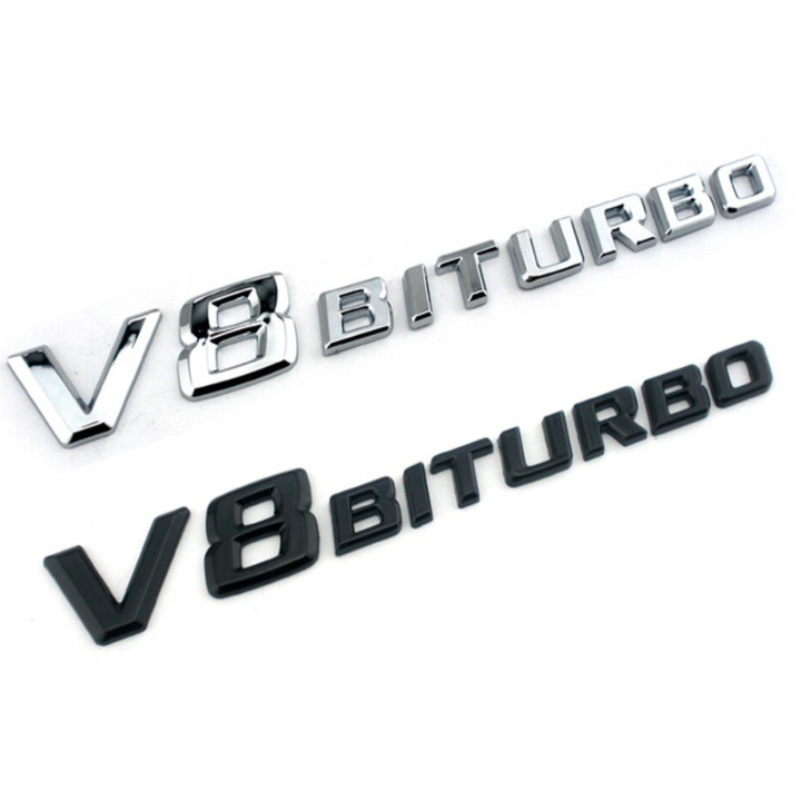 Decal tem chữ V8-Biturbo dán hông xe Mercedes V8BT chất liệu Nhựa ABS cao cấp