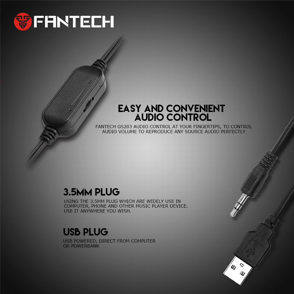 Loa vi tính Gaming có LED siêu gọn nhẹ dùng cho máy tính, laptop, điện thoại màu đen - Fantech GS203 BEAT - Hàng chính hãng