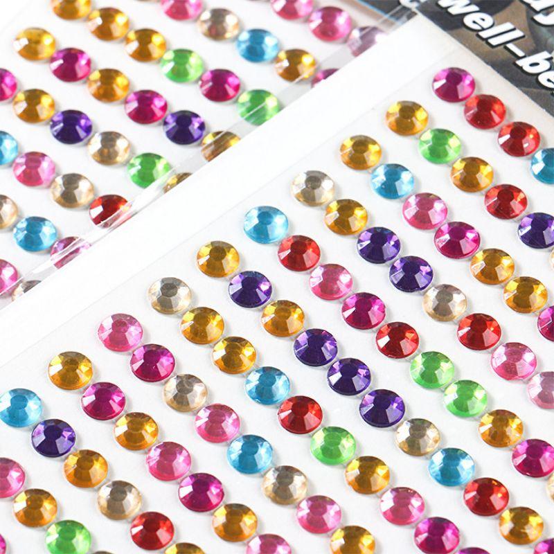 Bảng Stiker đá dán hình tròn 8mm nhiều màu