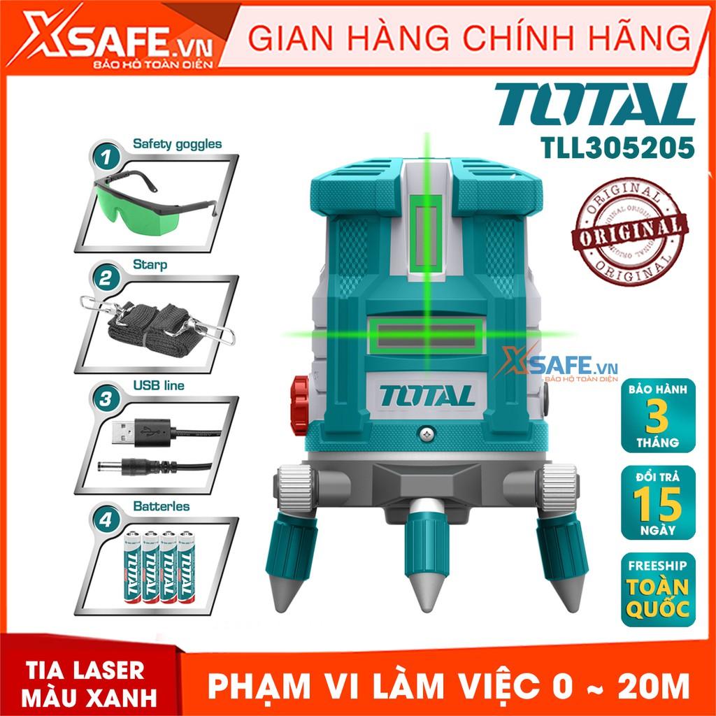 Máy đo mức cân bằng tia lade (tia xanh) TOTAL TLL305205 Phạm vi làm việc 0 ~ 20 m, thước ke góc 1 tia ngang, 4 tia dọc