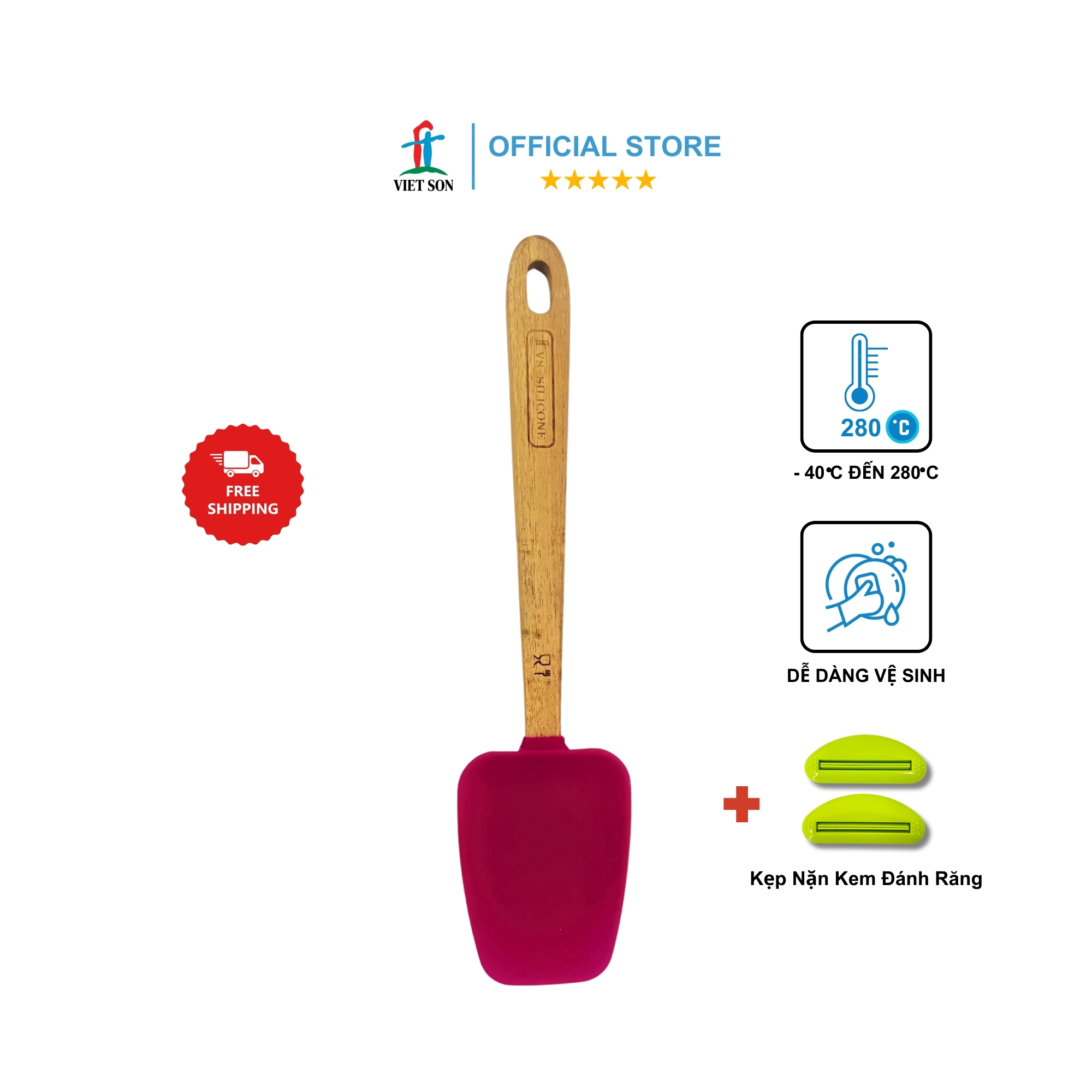 Phới Muỗng Silicon VIETSON Làm Bánh, Dụng Cụ Bếp Đa Năng