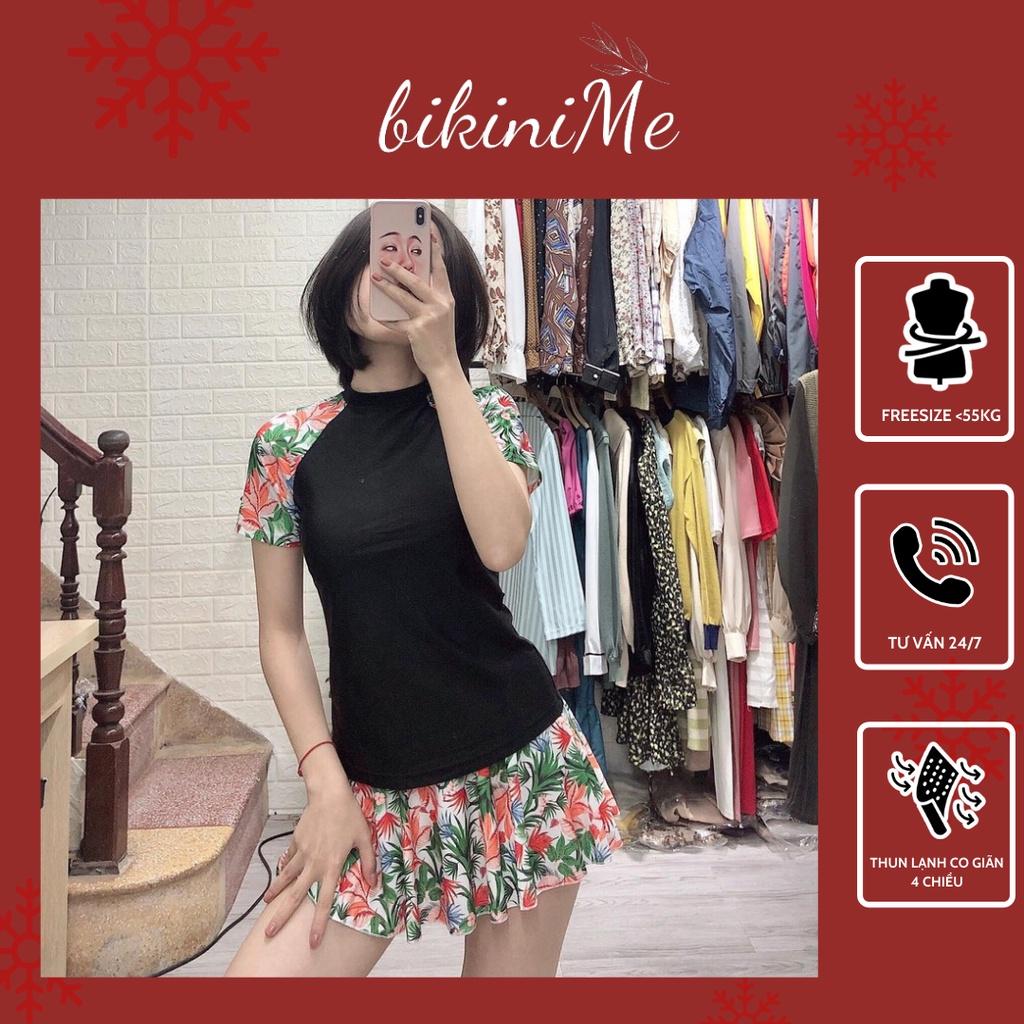Bikini, Đồ Bơi Đi Biển Hai Mảnh Tay Ngắn Váy xòe Họa Tiết Mặc Đi Biển Đi Bơi R27