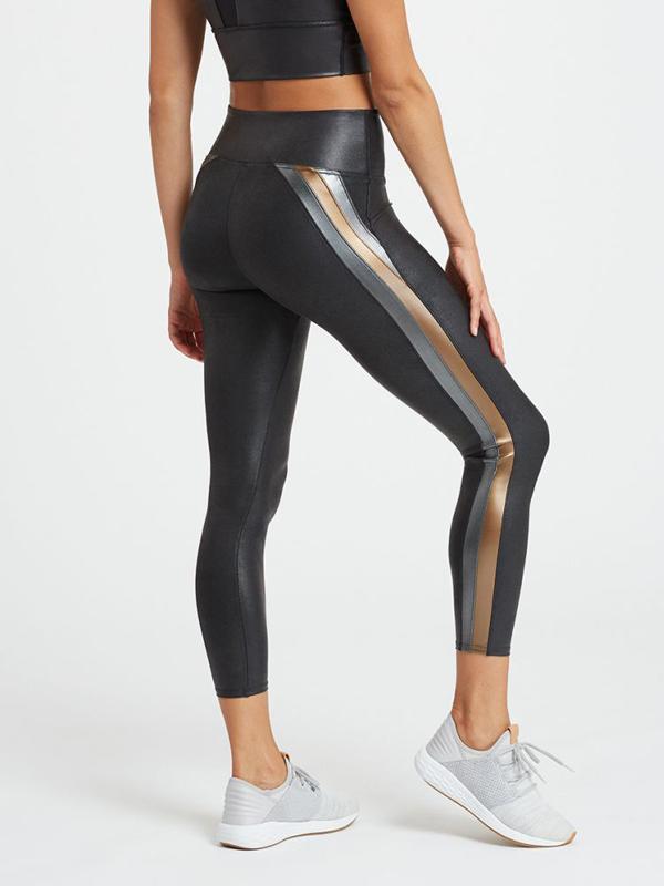 Quần Legging Lửng Faux Leather Track Stripe 7/8 Leggings - SIZE M