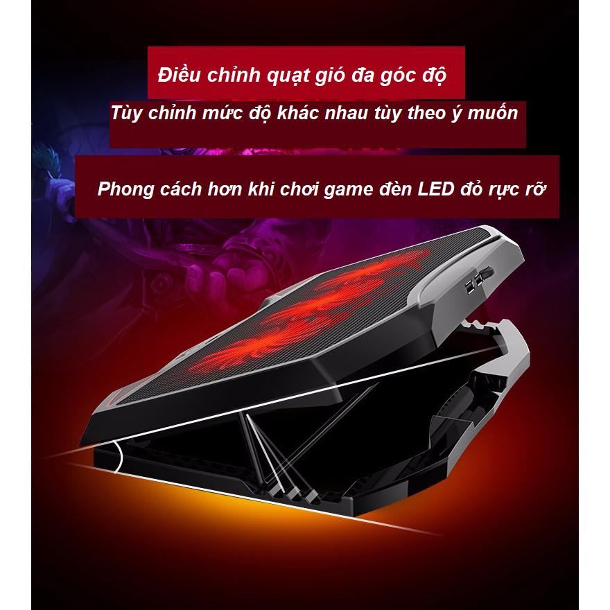 Đế Tản Nhiệt Cho Laptop - Nuoxi 3 Quạt Chạy Cực Êm Làm Mát Laptop, Độ Đèn Led Gaming