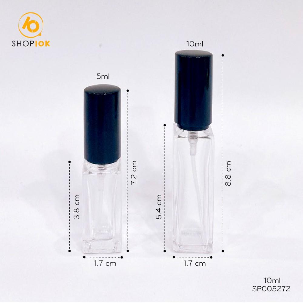 Chai chiết nước hoa thủy tinh, lọ đựng, vỏ chiết nước hoa dạng giọt, phun sương size 5ml, 10ml