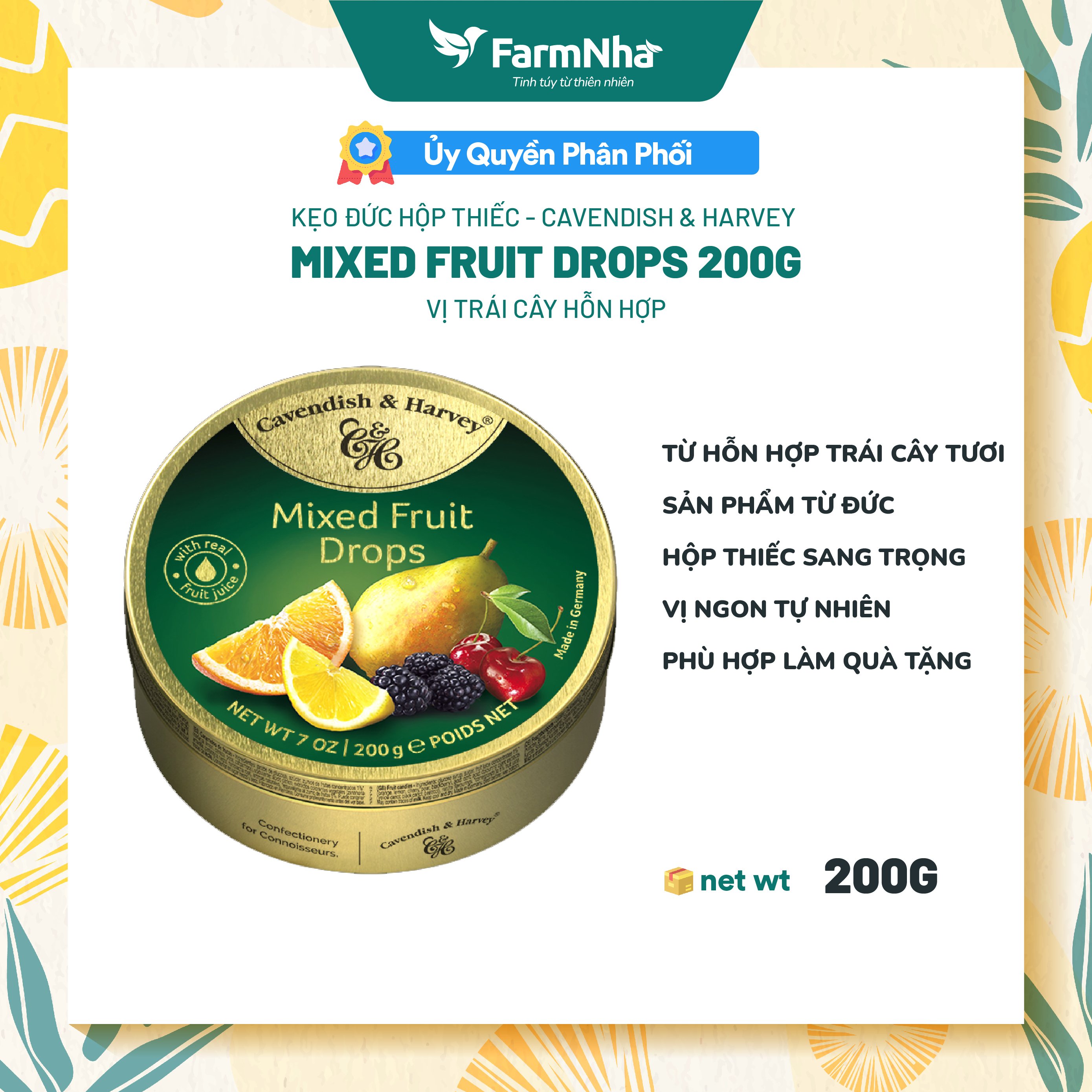 Kẹo Trái Cây Cavendish & Harvey Vị MIXED FRUIT Hộp 200gr - Hãng Chính Hãng