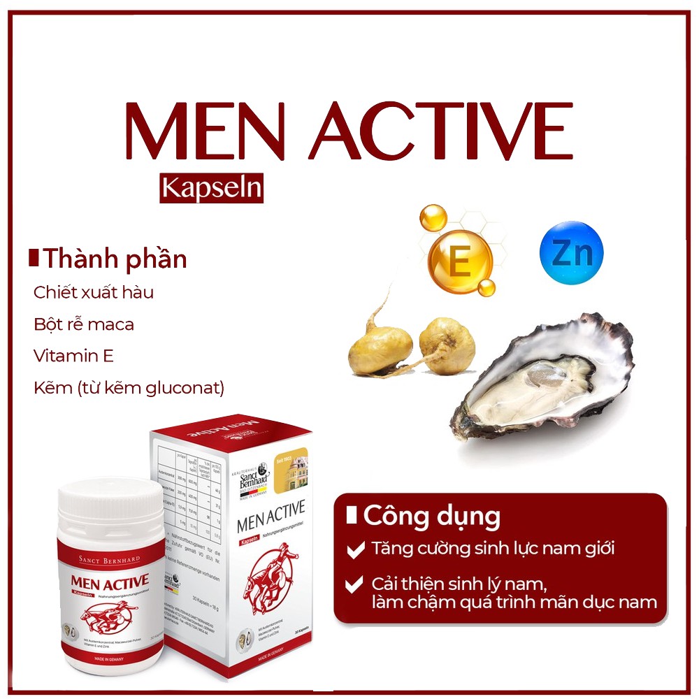 Men Active Kapseln - Hỗ trợ tăng cường sinh lực nam giới, giúp cải thiện sinh lý nam