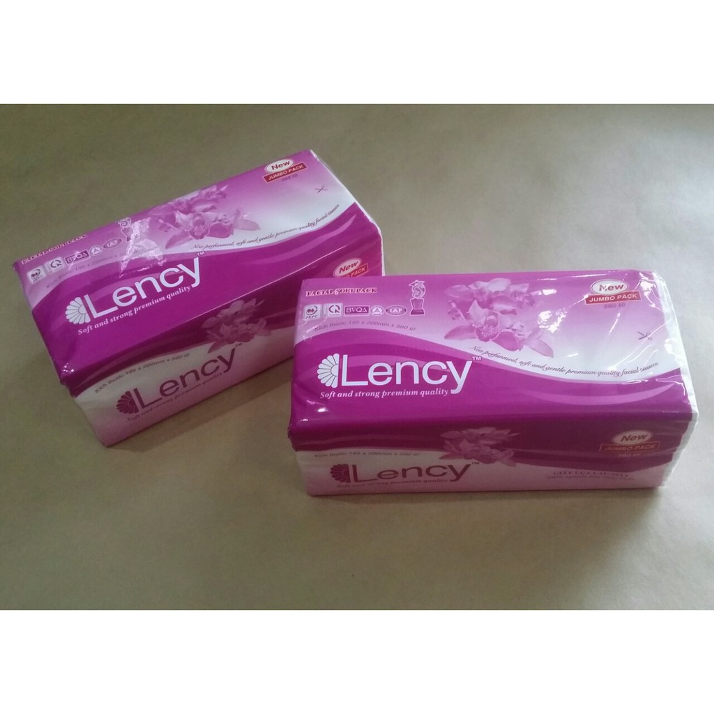 LỐC 4 THẾP KHĂN GIẤY LỤA LENCY 280 TỜ 2 LỚP ( TÍM)