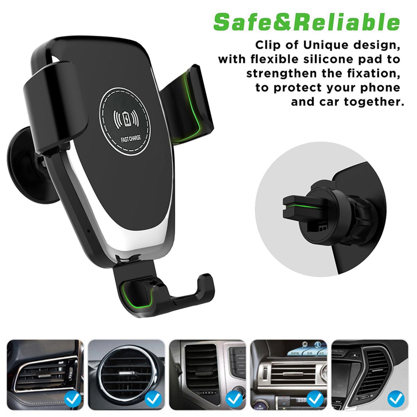 Air Vent Phone Holder 10W Fast Car Wireless Charger Black