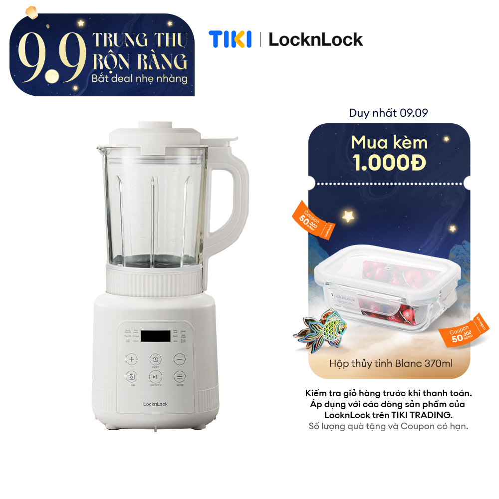 Máy làm sữa hạt đa năng Locknlock EJM486IVY heating blender - Dung tích 1.75L, 800W, 220V, 50Hz - Màu ngà - Hàng chính hãng