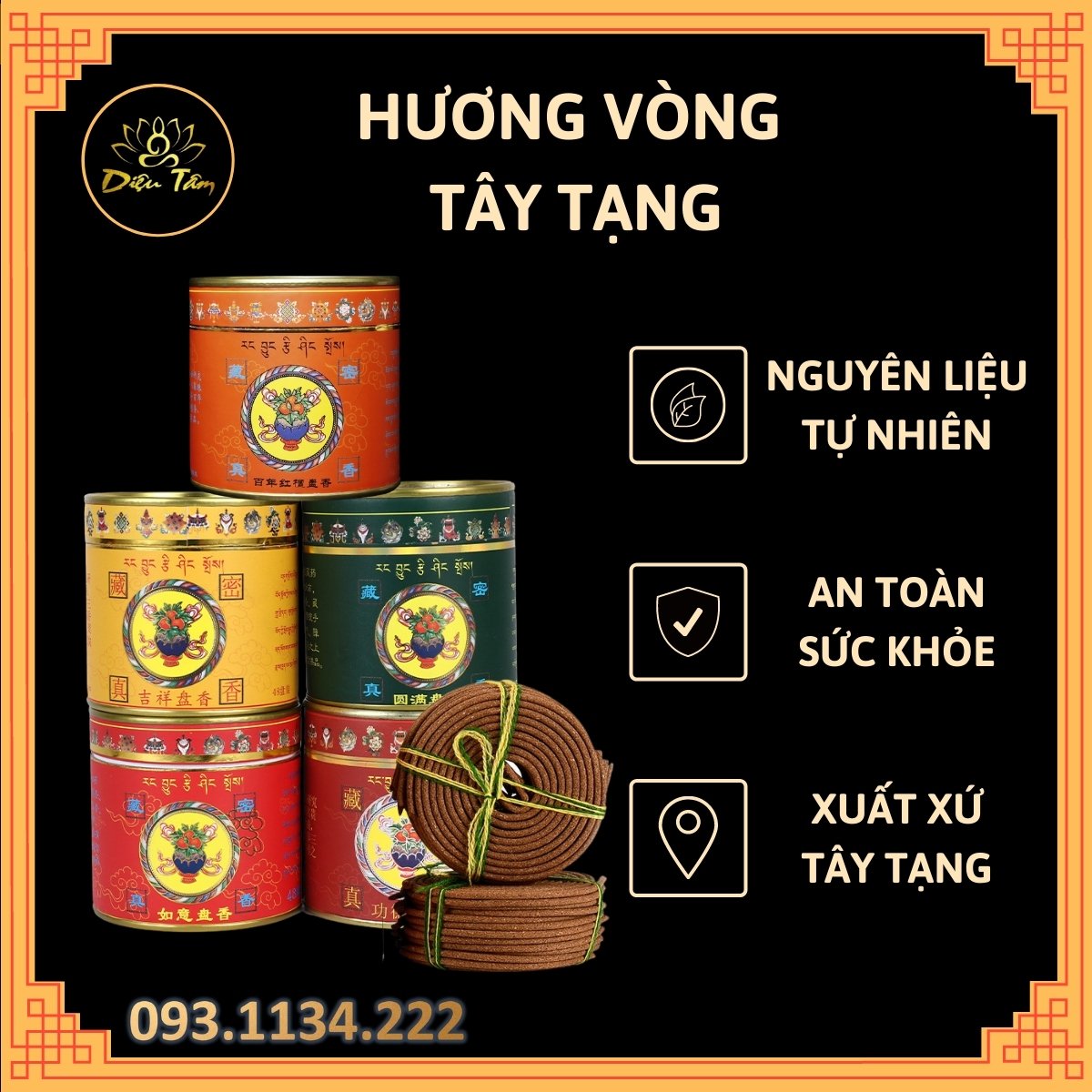 Trầm hương hương vòng Tây Tạng, thành phần nhang trầm hương sạch và thảo dược xông nhà đồ thờ cúng phong thủy