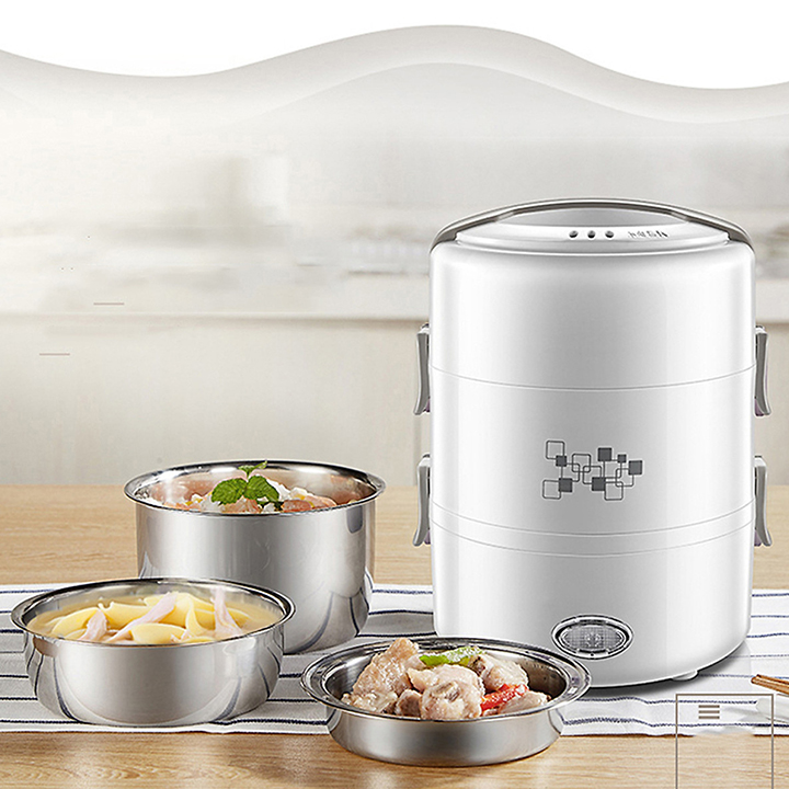 Hộp cơm điện cao cấp 3 ngăn hình trụ- Hàng Chính hãng