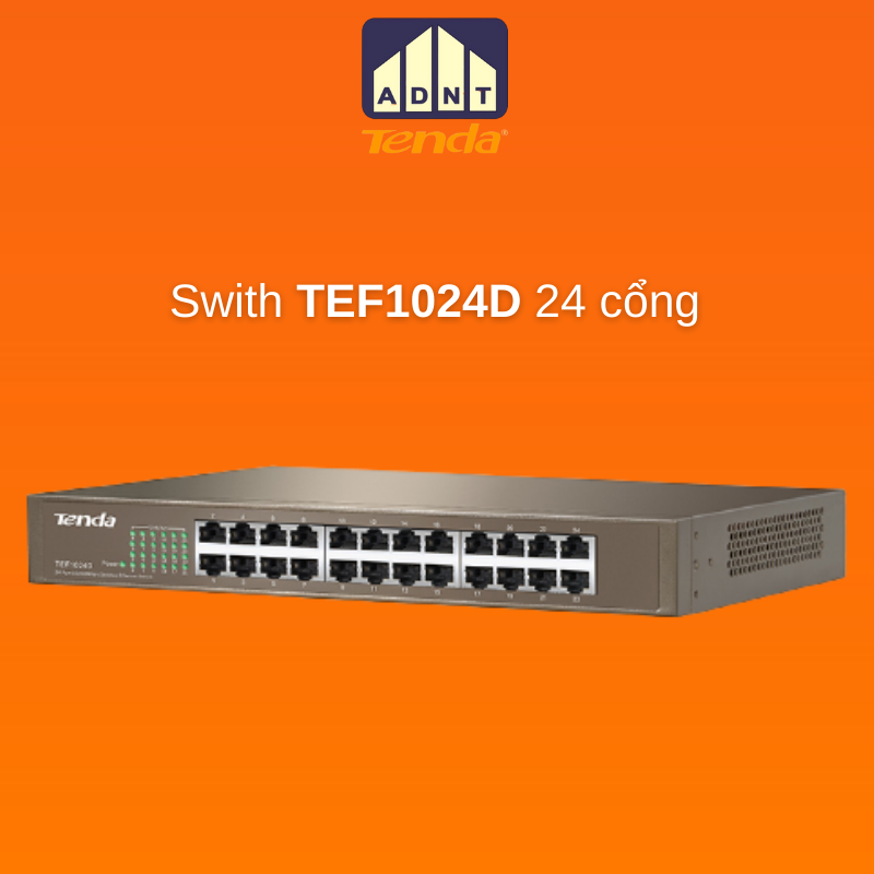Bộ chia mạng 24 cổng tốc độ 100Mbps Switch TEF1024D Tenda hàng chính hãng