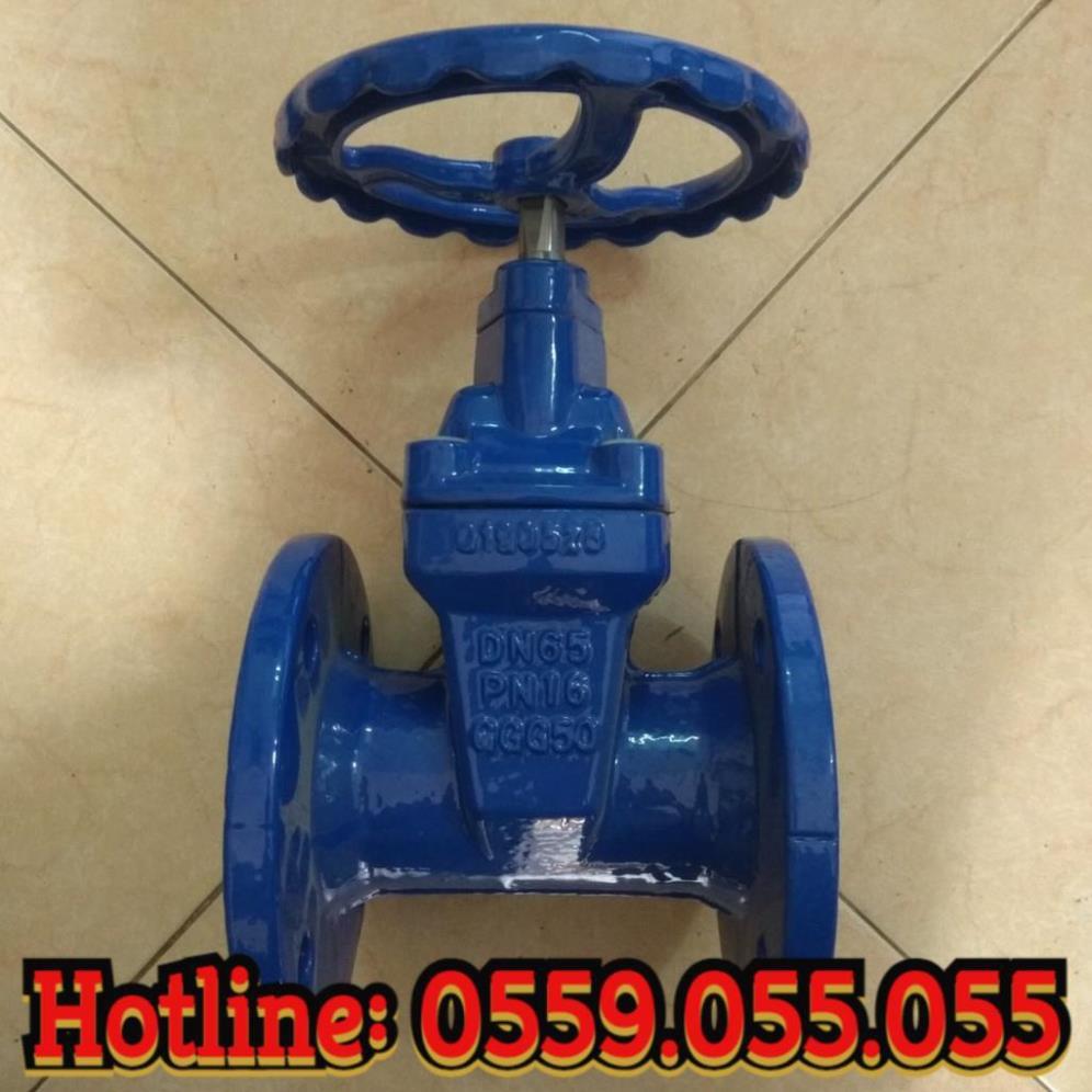 Van cổng mặt bích DN65 ATZ ty chìm lắp chụp, tay quay cánh cao su