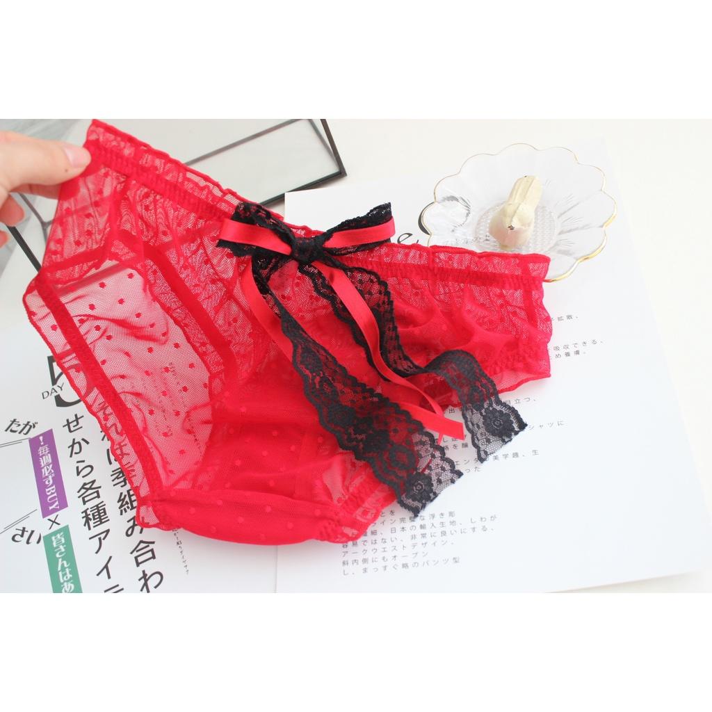 Quần Lót Nữ Cotton & Ren Màu Đỏ Xuất Đông Âu . Hàng Loại Đẹp.