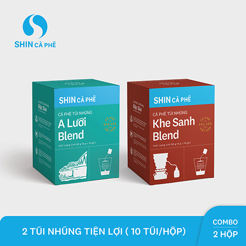 SHIN Cà Phê - combo Cà phê Túi Nhúng A Lưới và Khe Sanh hộp 10 gói