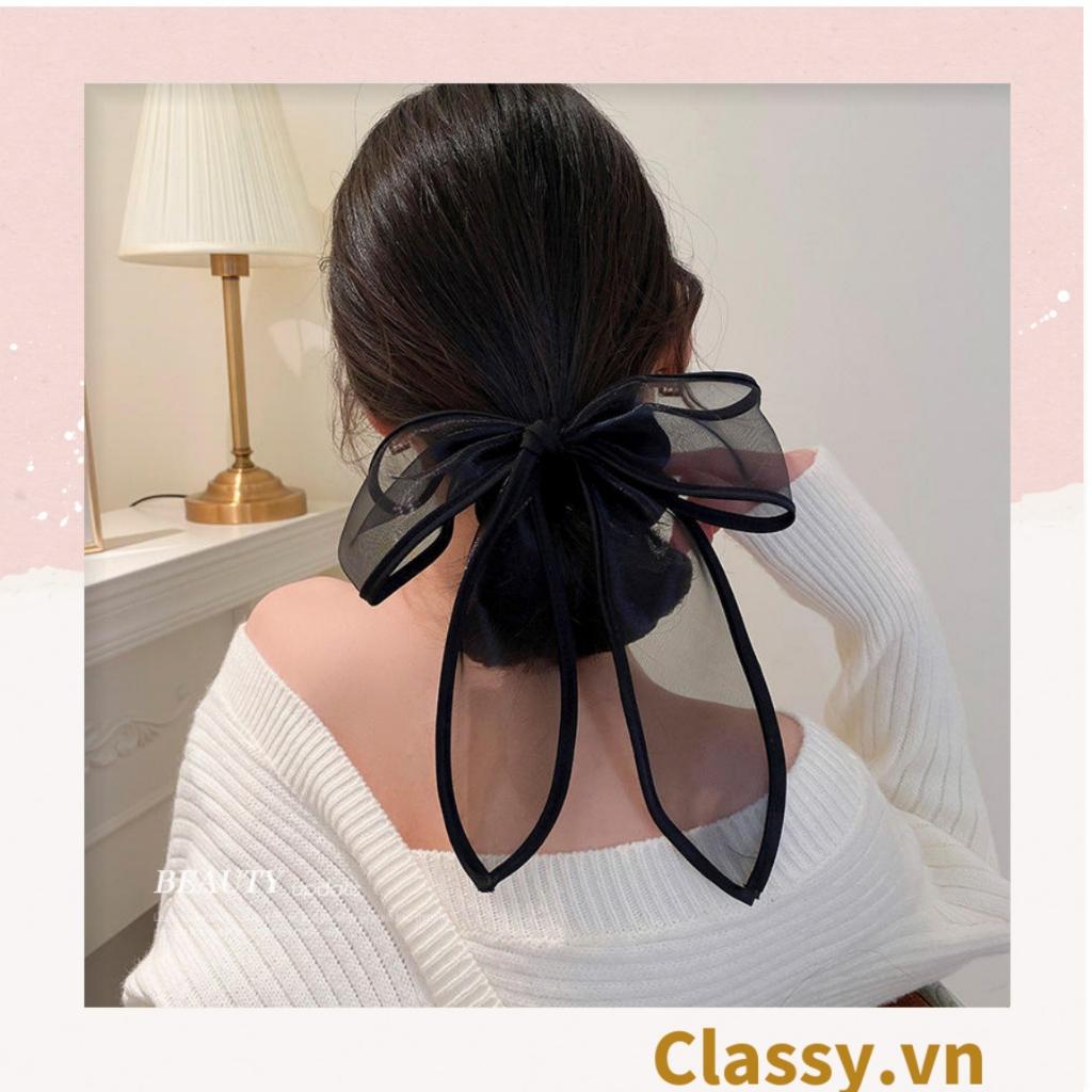 Bộ sưu tập - Scrunchies, kẹp tóc, nơ buộc tóc tông be, gắn ruy băng và đính đá nhiều lớp sang chảnh PK774