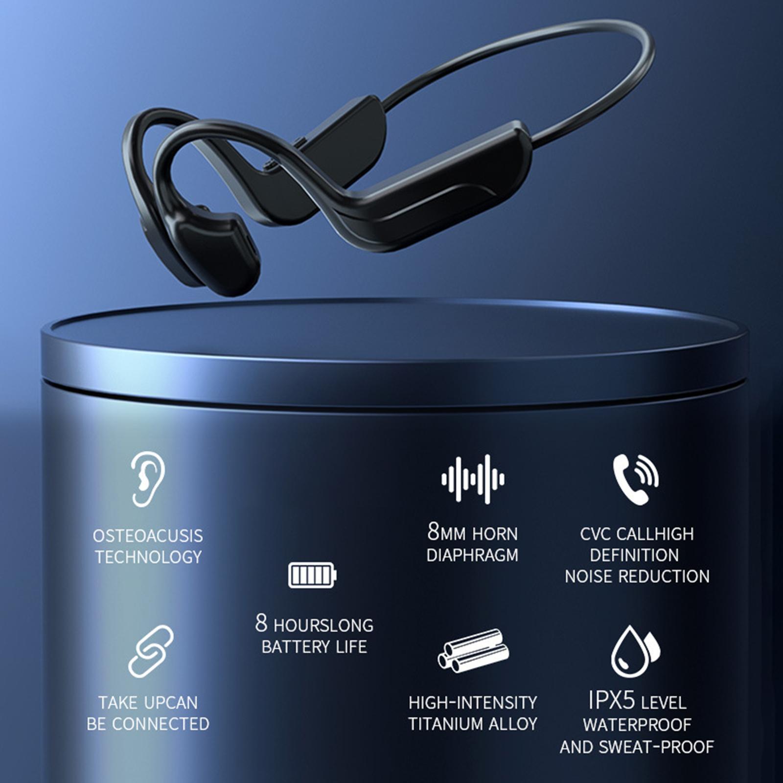 2Pcs Bone Conduction Headphones Bluetooth 5.0 W/ Noise Cancelling Mic Headset for Hiking Workout