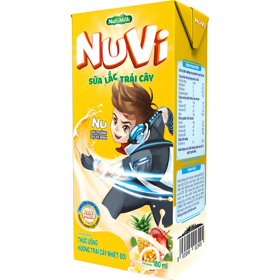 Thùng 48 hộp NuVi Thức uống hương Trái Cây Nhiệt Đới Sữa lắc trái cây hộp 180 ml