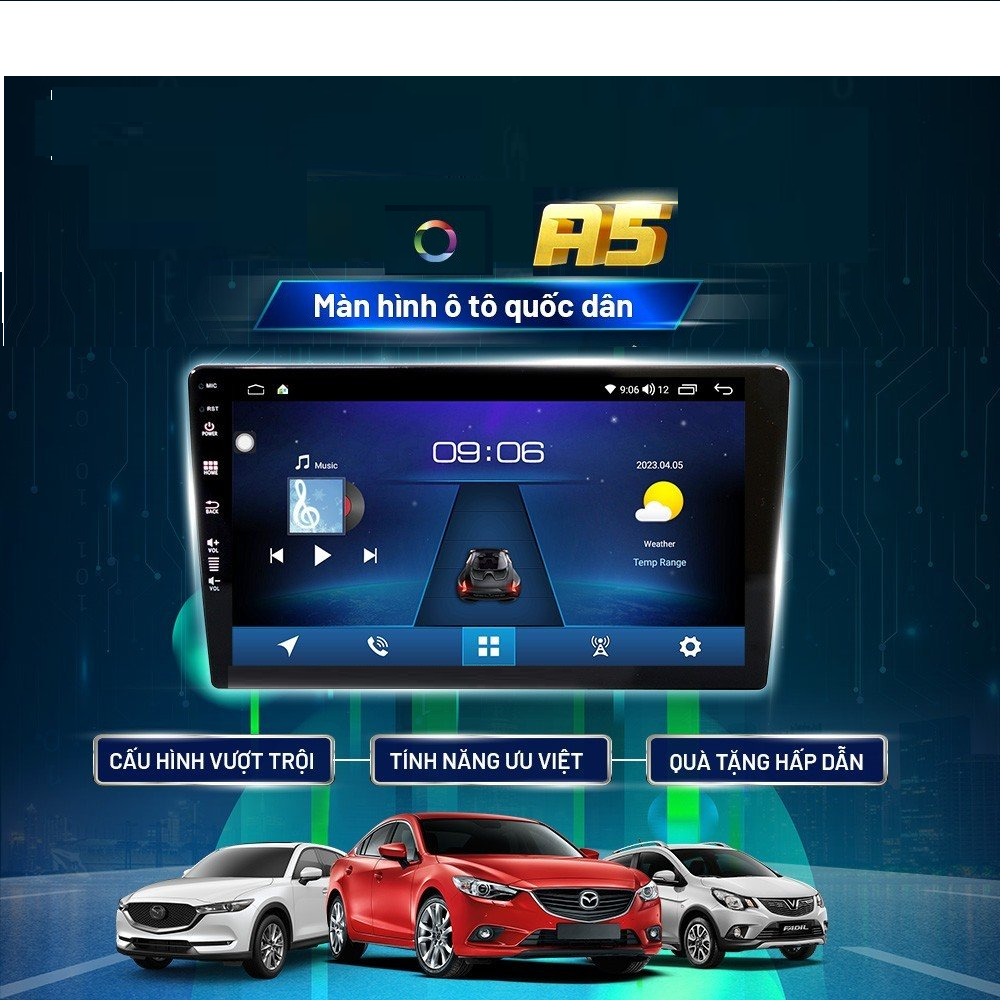 Màn hình DVD android A.5 9INCH lắp sim 4G thu phát wifi,Hệ điều hành Android 10 KÍNH CƯỜNG LỰC 2.5 D, chỉ đường tiện ích, màn hình ô tô cho các dòng xe