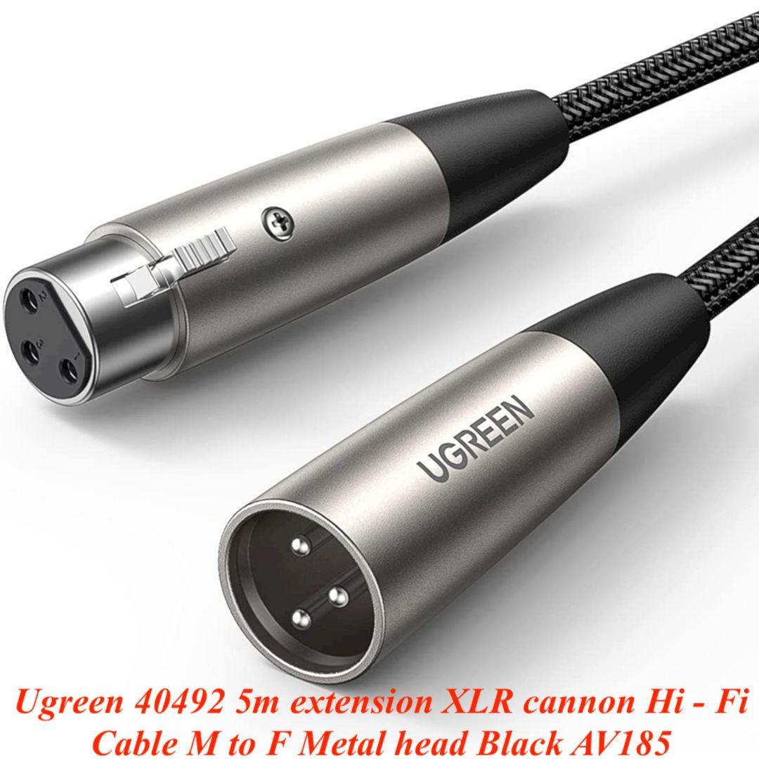 Ugreen UG40492AV185TK 5M 3pin Màu Đen bọc lưới Cáp Micrô nối dài XLR - HÀNG CHÍNH HÃNG