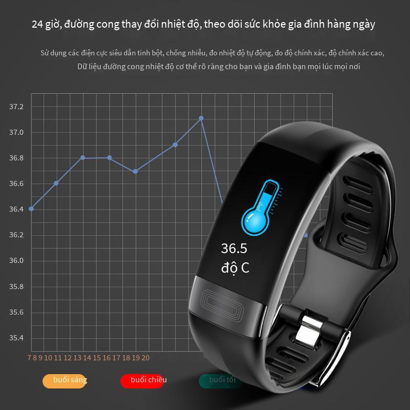 Phong cách mới nhất Vòng đeo tay đo nhiệt độ thông minh P11 PLUS oxy trong máu Điện tâm đồ huyết áp khi ngủ thể thao chống thấm nước đếm bước đa chức năng