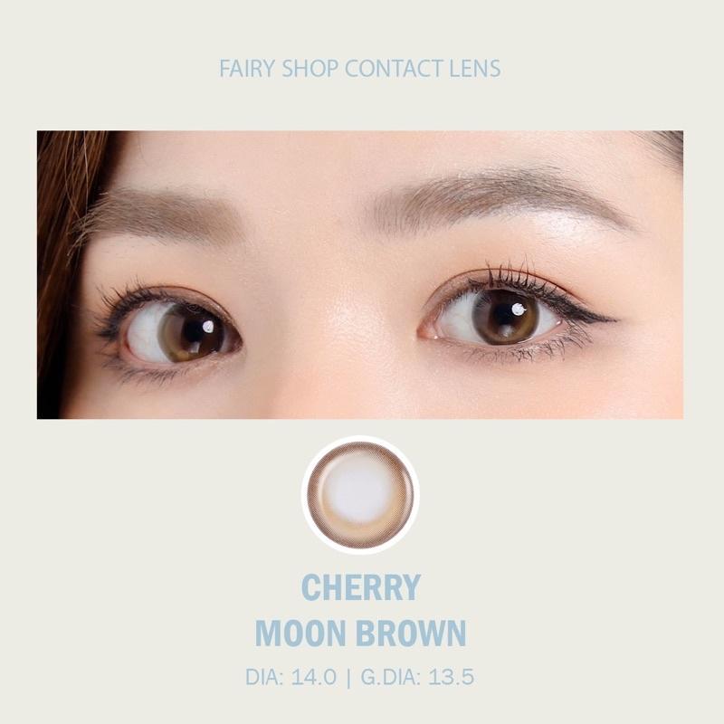 Kính Áp tròng Cherry Moon Brown 14.0mm - Lens Phủ Bóng Glowy FAIRY SHOP CONTACT LENS - Lens Trăng Khuyết