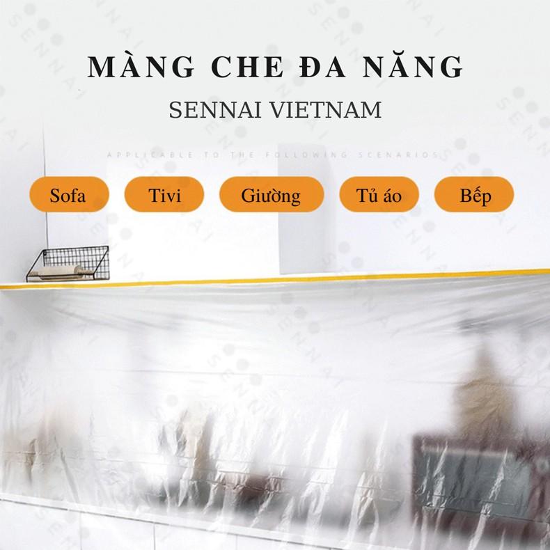 Màng Bọc Nilong Che Chắn Bụi Đa Năng SENNAI Kích Thước 3.2m x 12m Có Keo Dán Cố Định