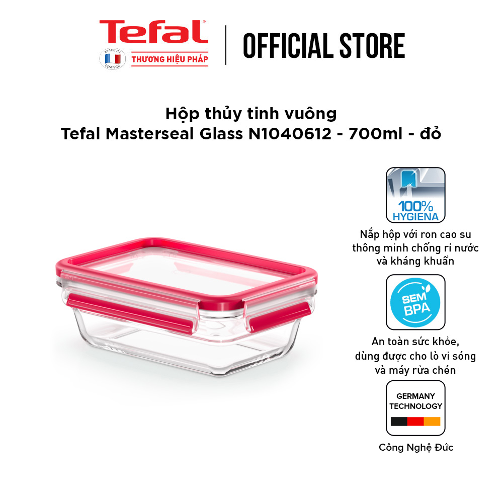 Hộp bảo quản thực phẩm thủy tinh Tefal Masterseal Glass 700ml- Hàng chính hãng