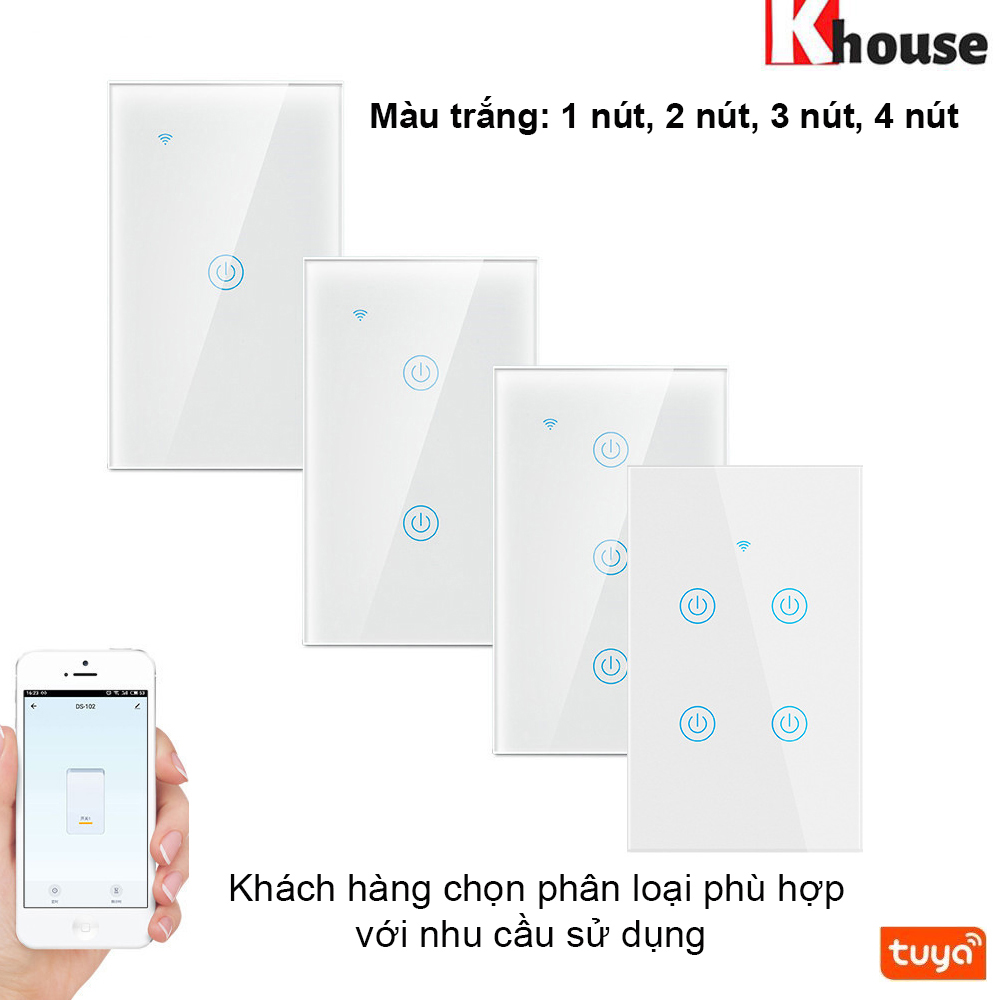 Công Tắc Thông Minh Wifi Tuya Phiên Bản Cao Cấp Hình Chữ Nhật Cảm Ứng 1-2-3-4 Nút Điều Khiển Qua App Smart Life - Hàng Chính Hãng