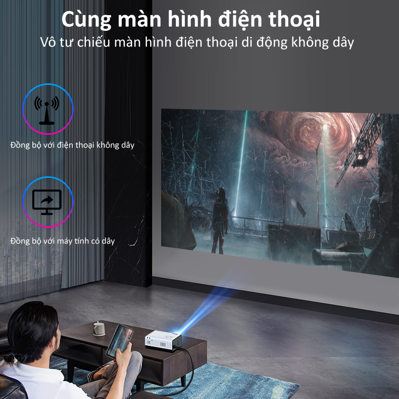 Máy chiếu mini JUYUPU 01A nhỏ gọn HD 1080P 3D 4K siêu sắt nét cho gia đình kết nối wifi 5g AI thu âm giọng nói chiếu tường còn dành cho văn phòng điện thoại iPhone Android rạp chiếu phim tại nhà hàng chính hãng