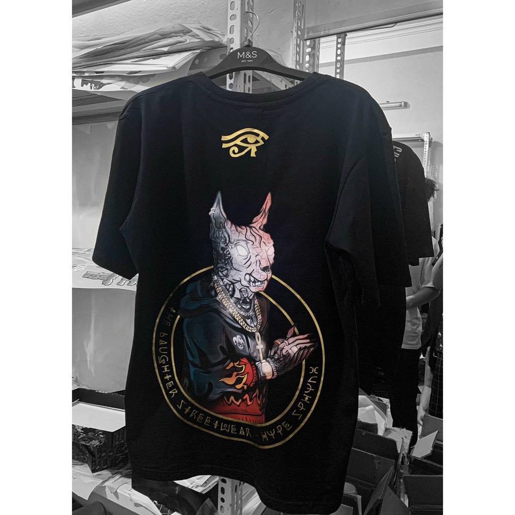 ÁO THUN UNISEX NAM NỮ đầu chó sói ai cập vòng tròn vỗ tay