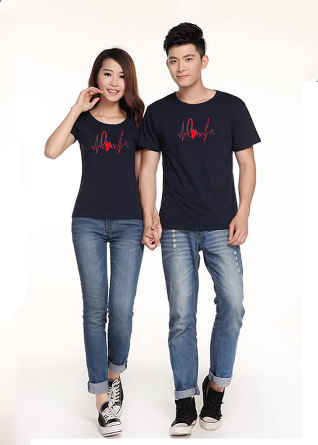 Bộ Áo Thun Đôi Nam Nữ Màu Đen A924