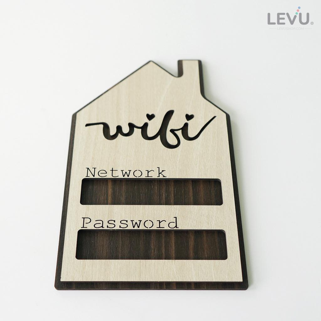 Bảng gỗ trang trí ghi thông tin wifi LEVU TW06S thiết kế ngôi nhà độc đáo