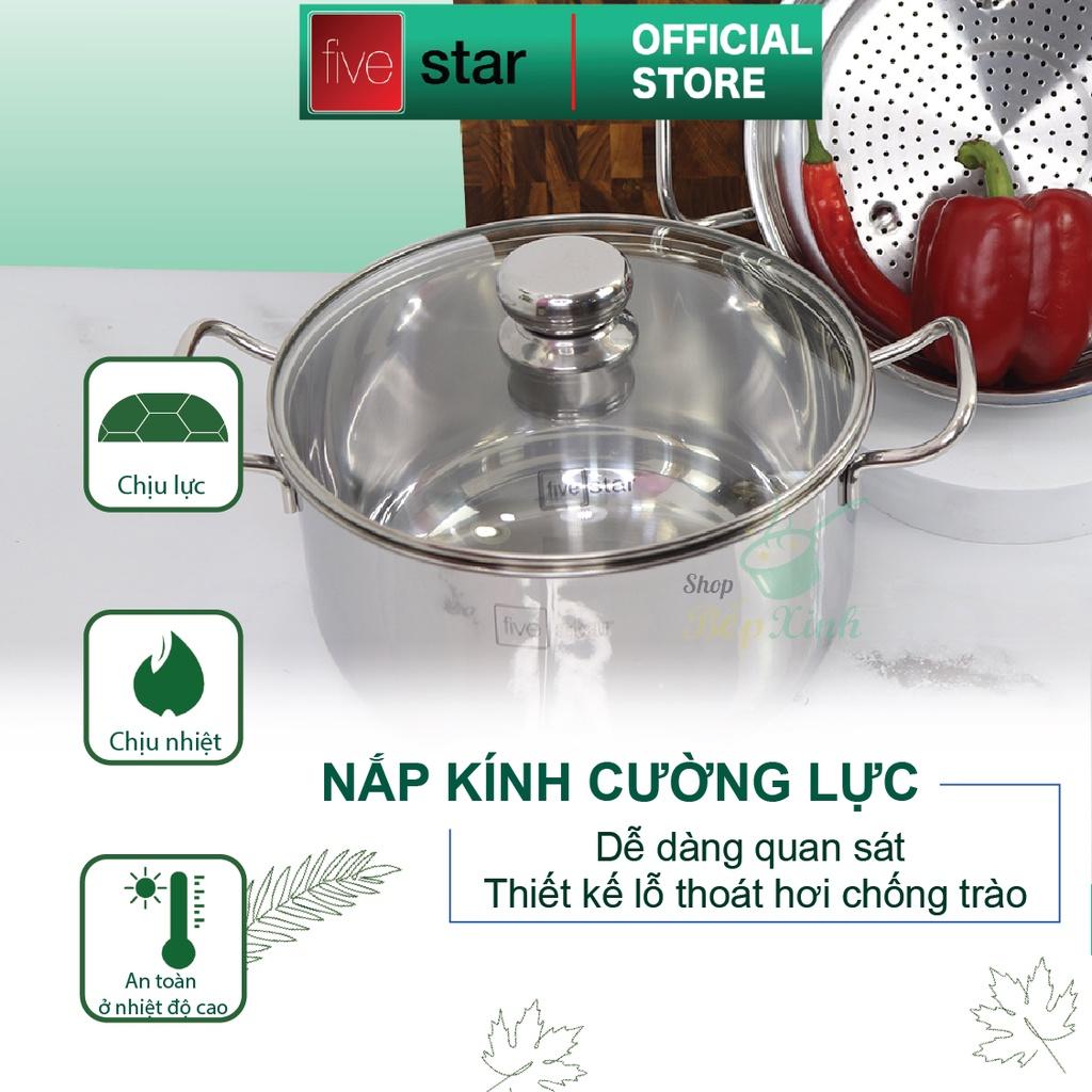 Bộ nồi xửng hấp 3 đáy từ inox 430 cao cấp  Standard nắp kính 24cm  , dùng được mọi bếp