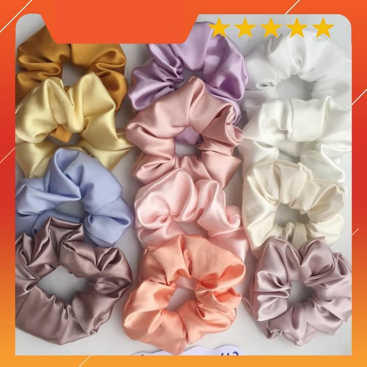 Dây Cột tóc vải scrunchies buộc tóc vải trơn bóng loại đẹp hot trend