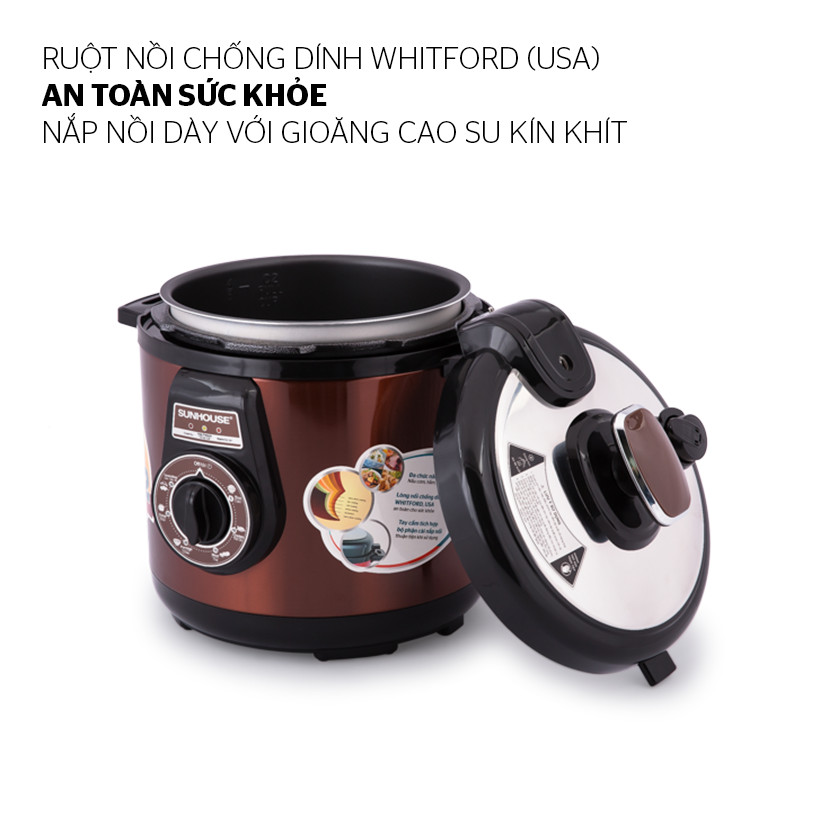 Hình ảnh Nồi Áp Suất Điện Đa Năng Sunhouse SHD1562 (6L) - Cafe - Hàng chính hãng