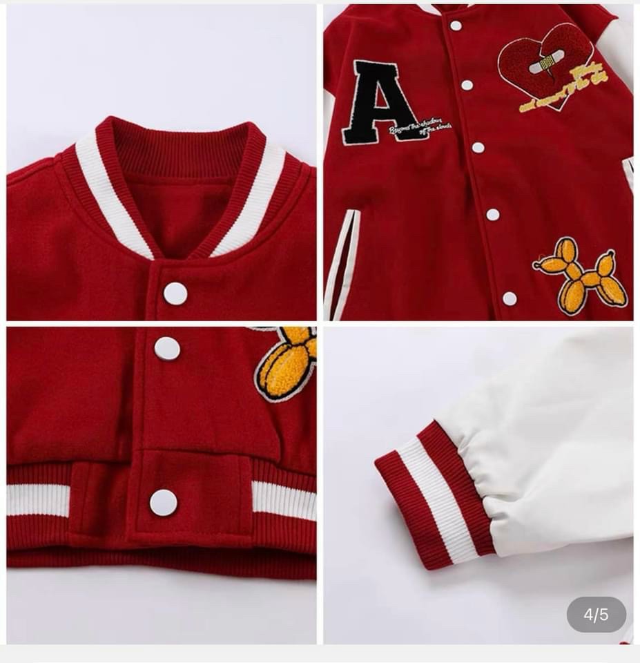 Áo khoác bomber jacket nam nữ phối màu thêu chữ A, chất nỉ bông siêu đẹp