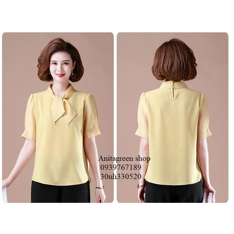 Nh330520-ÁO KIỂU QUÝ CÔ TAY NGẮN