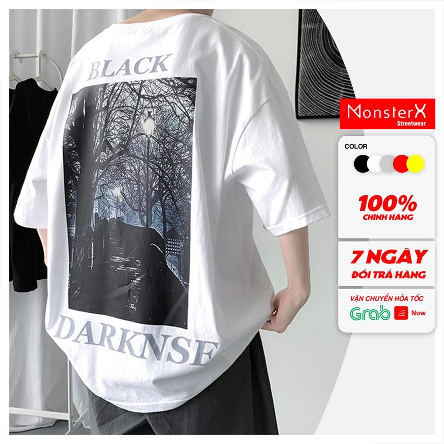 Áo thun unisex MonsterX DARK SIDE phông tay lỡ nam nữ form rộng Oversize 2 màu
