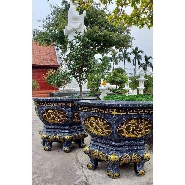 Khuôn Chậu lục giác rộng 85cm dáng bầu kèm chân, chất liệu nhựa abs, đầy đủ lòng trong chậu và chân